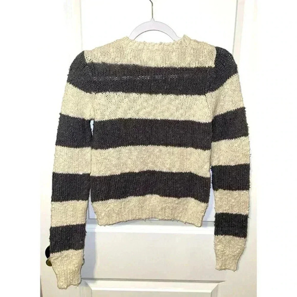 NWT PacSun Kirra Striped Chunky Bauble Knit Sweater Ivory Grey Size Xsmall - Picture 3 of 5